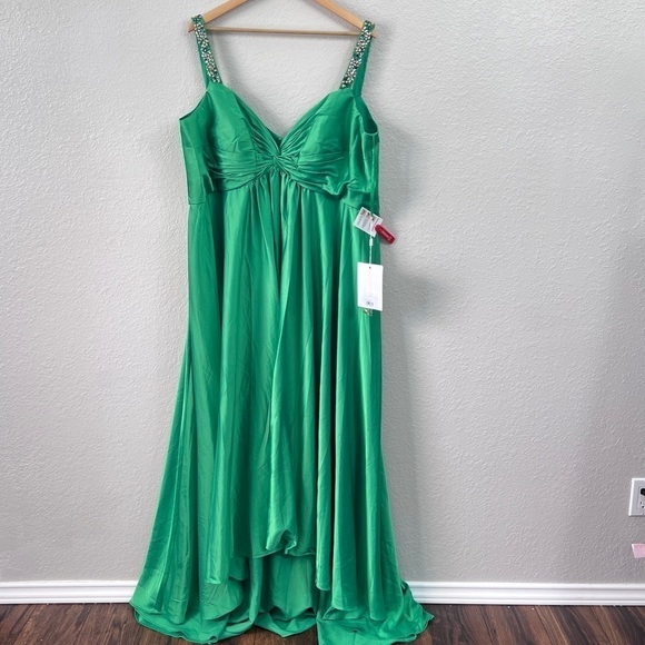 NEW $498 MAC DUGGAL 49577 FRONT TWIST KNOT SLEEVELESS HIGH LOW GOWN SIZE 22 - Picture 4 of 16